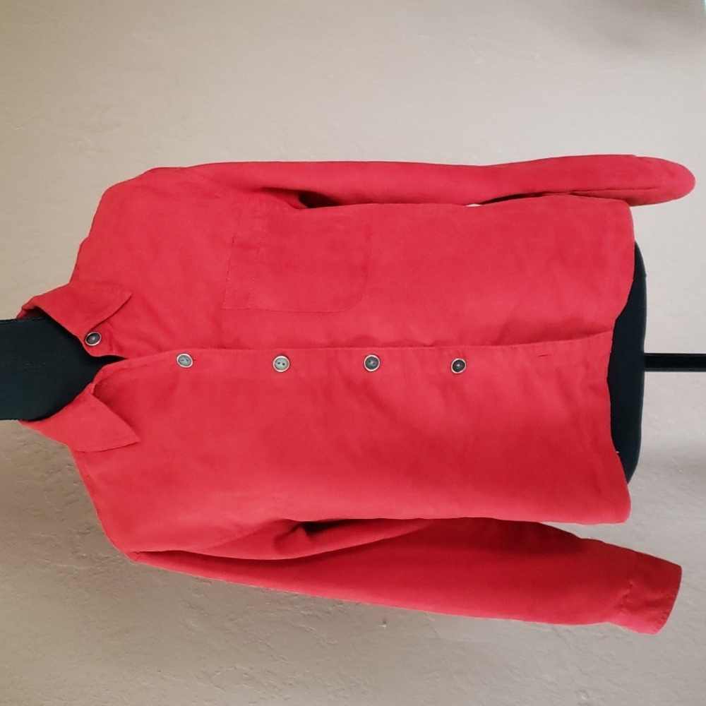 Chico's Red Faux Suede Top Long Sleeves Chico's Size 0